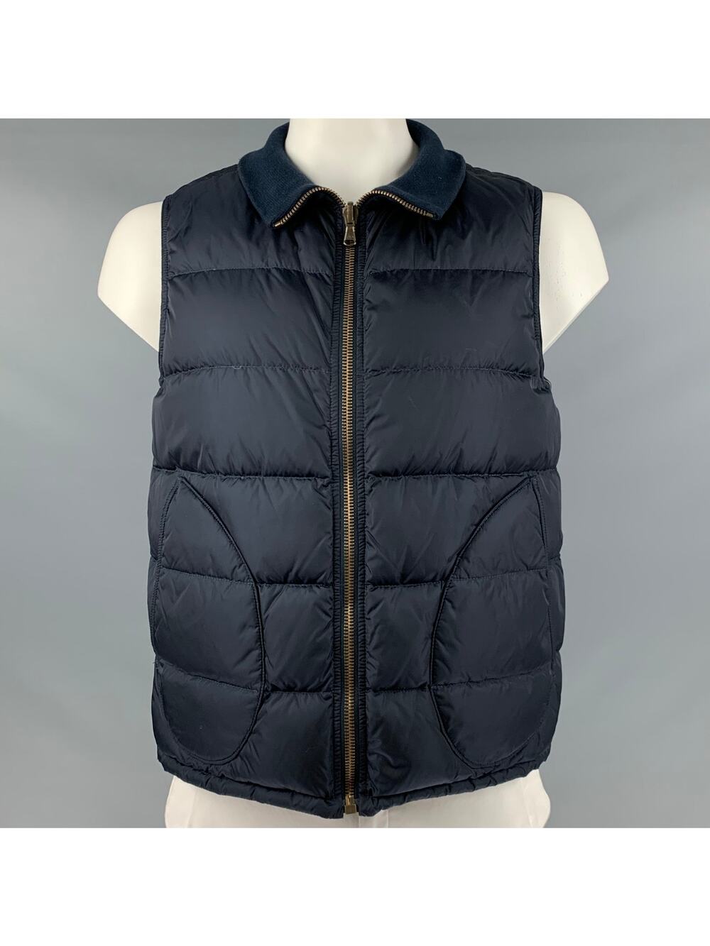 PAUL SMITH Size XL Navy Quilted Nylon Zip Up Vest - Picture 1 of 4